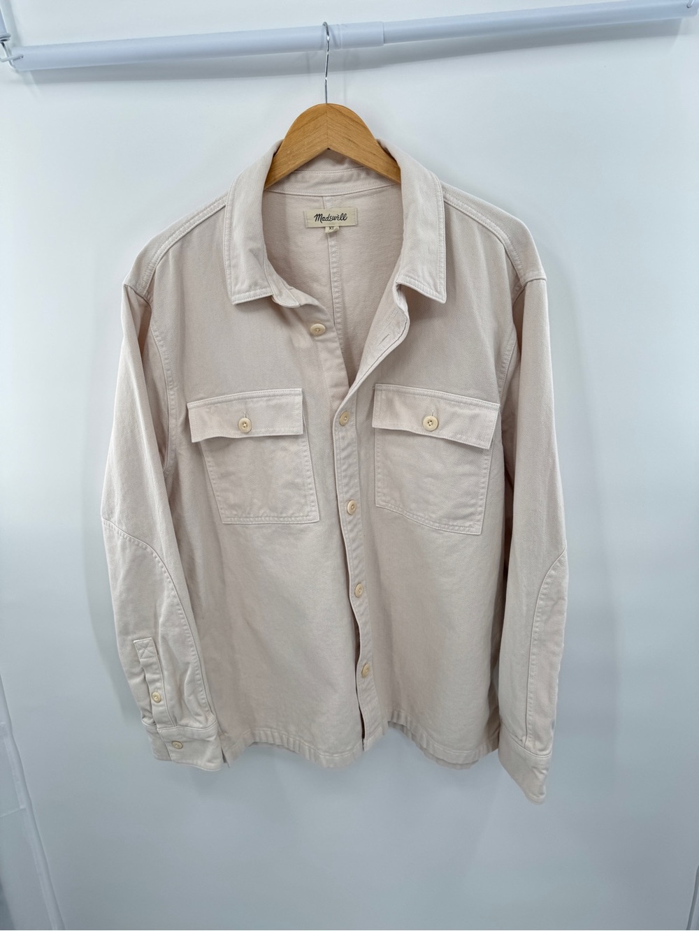 Madewell Utility Shacket Cream Beige Workwear Chore Shirt Jacket